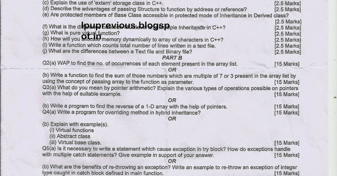 LPU CSE 202 ENGINEERING PREVIOUS YEAR QUESTION PAPERS AND STUDY MATERIALS