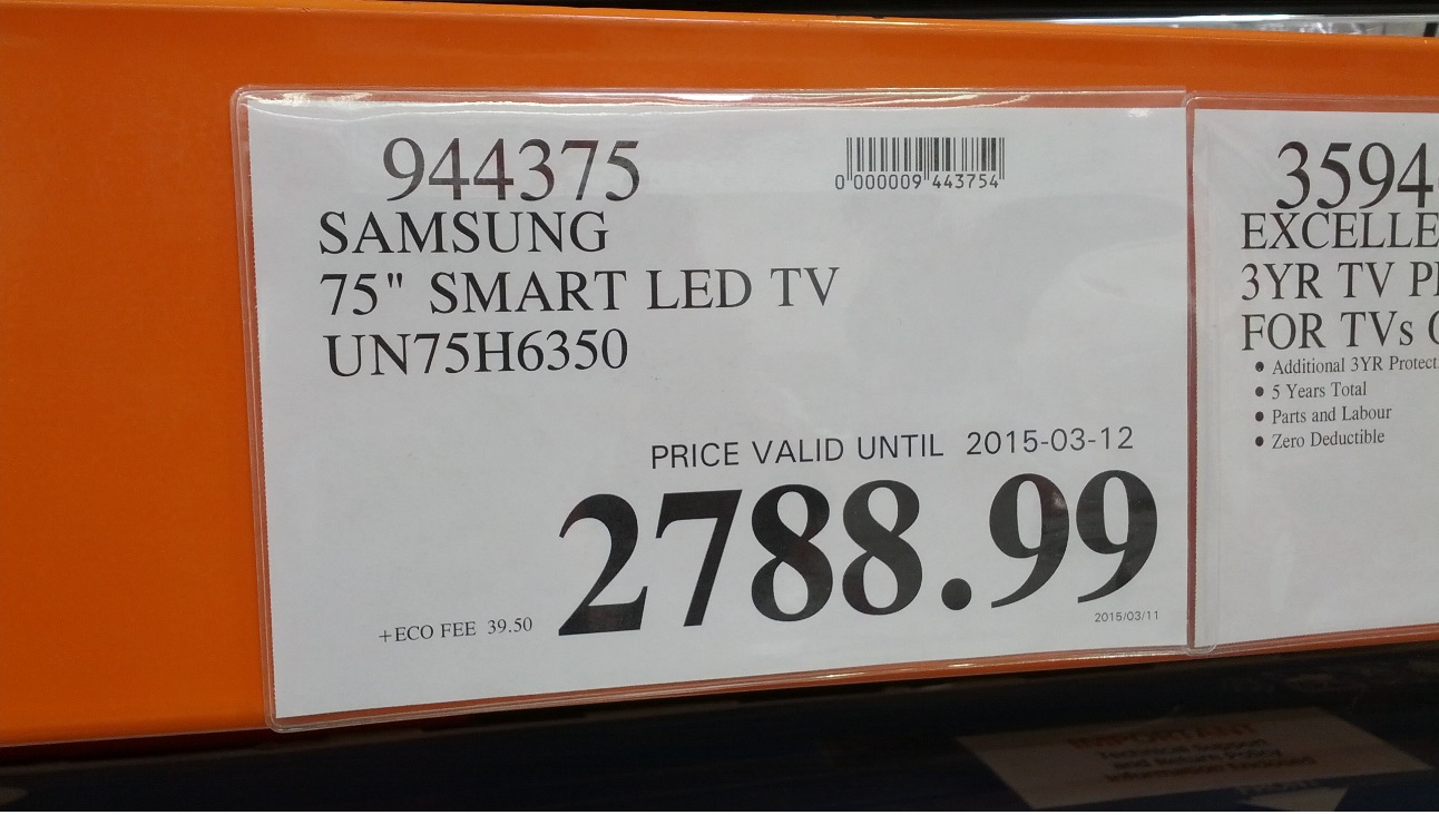 Samsung UN75H6350 75" LED LCD HDTV Costco Weekender