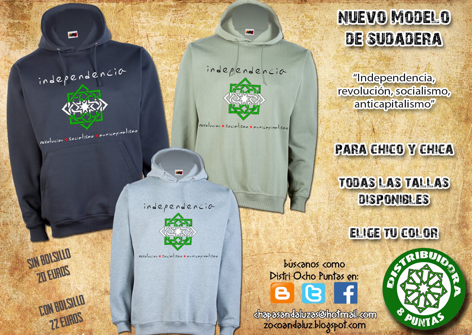 Sudadera Independencia, revolución, socialismo, anticapitalismo