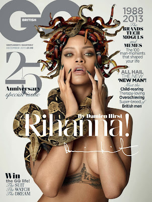 Rihanna wears nothing but a snake nest on 25th anniversary cover of British GQ
