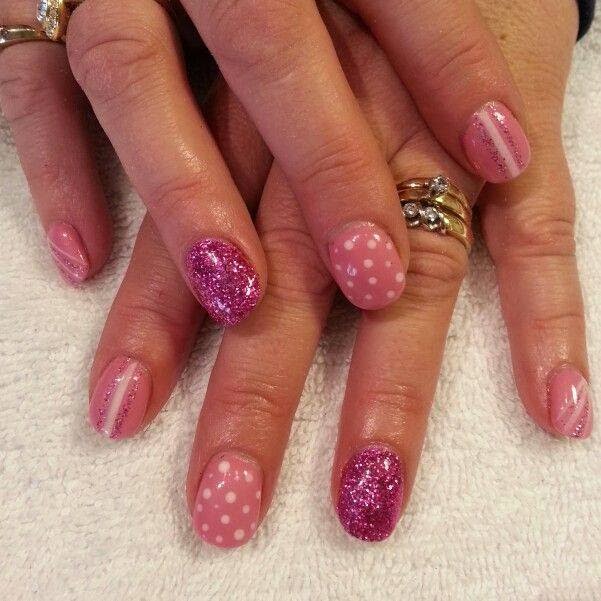 Acrylic overlay to keep those nails tough then a LED polish manicure