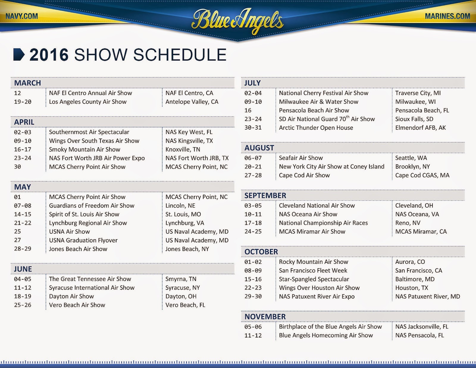 2016 Blue Angels Schedule Thee RANT
