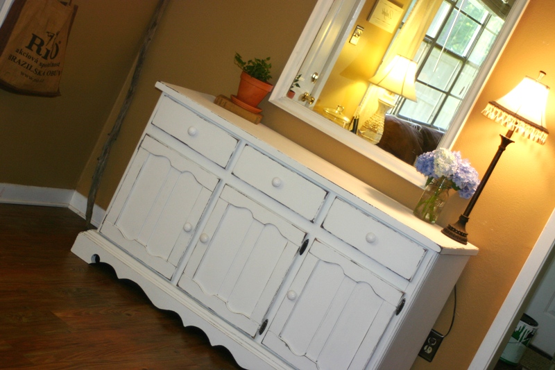 charming creations Antique White Distressed Farmhouse Buffet
