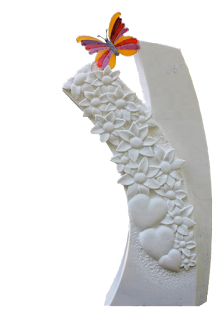 Grafsteen met glazen vlinder