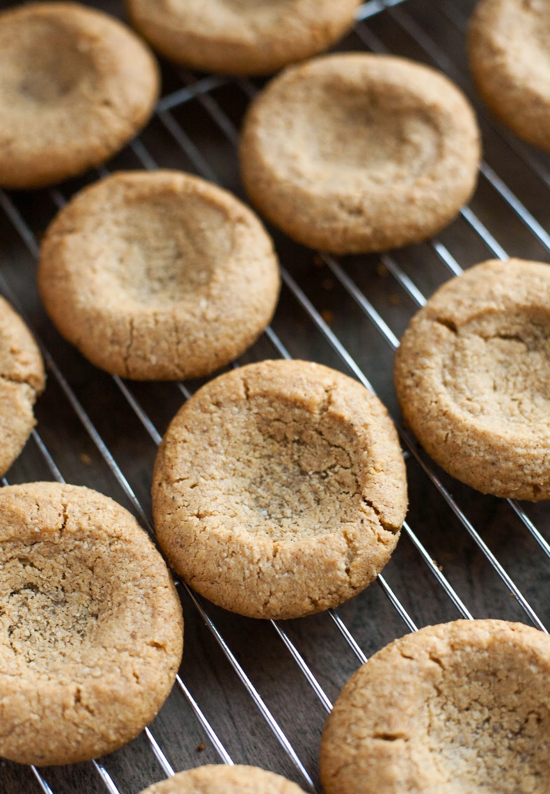 Almond Butter Thumbprints with Salted Caramel (Gluten free, Grain free) | acalculatedwhisk.com