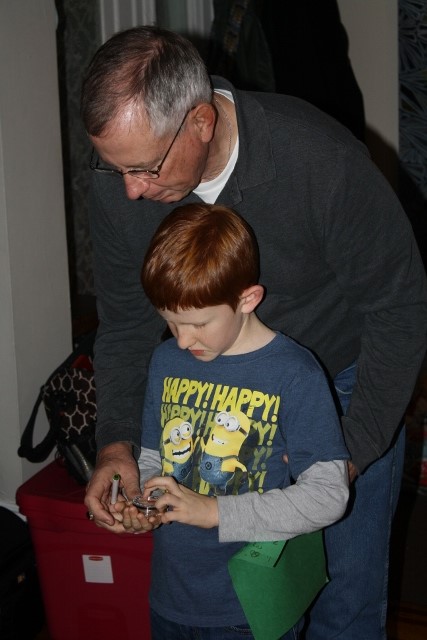 Passing down some compass skills from Grandpa to Quinn...