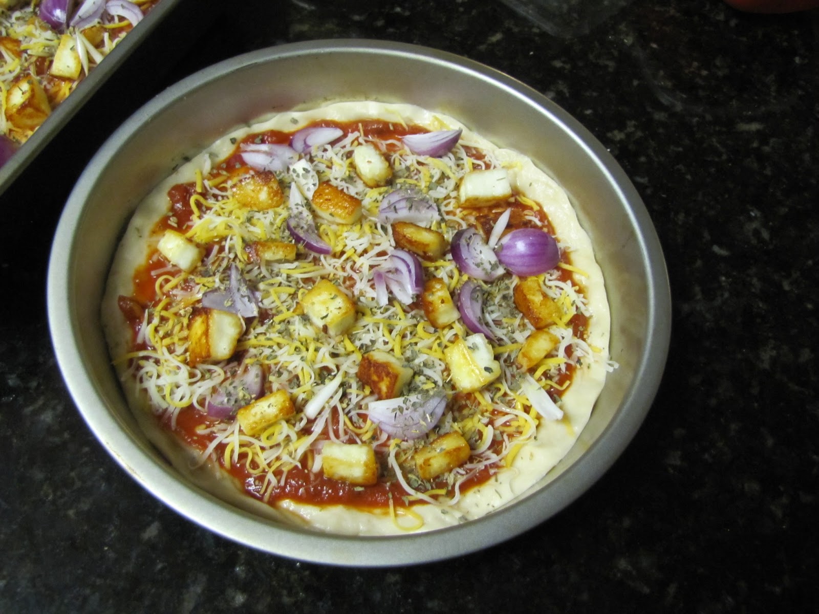 Paneer Shallots Pizza Nithya's Nalabagam