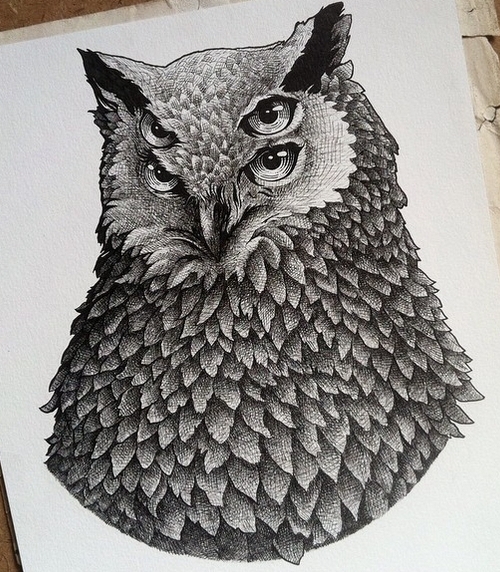 07-Owl-Muthahari-Insani-Beautifully-Detailed-Ink-Drawings-and-Doodles-www-designstack-co