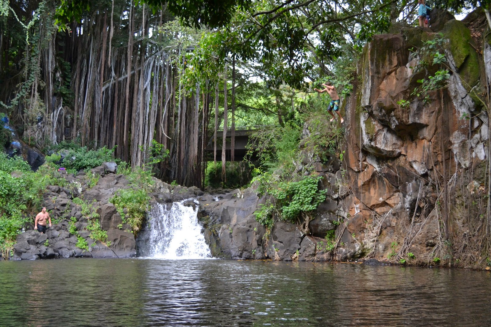 Family Travel Blog Hawaii Daily Photo Taking a leap at Kapena Falls