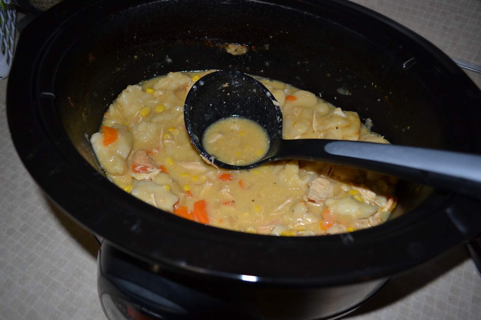 Living the Adventures CrockPot Chicken and Dumplings PotPie