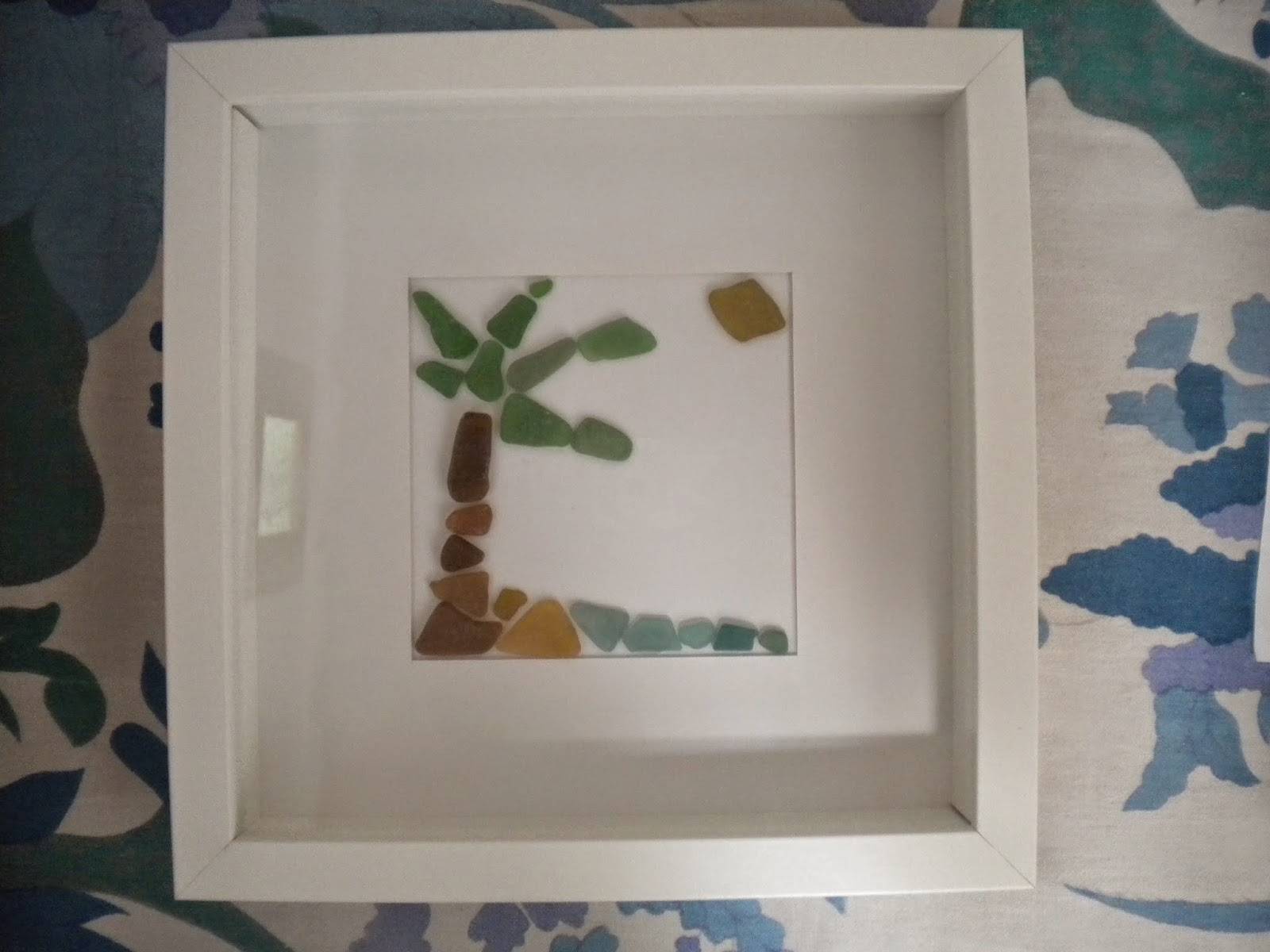 A Bite Of Spain Sea Glass Mosaic Shadow Box Art