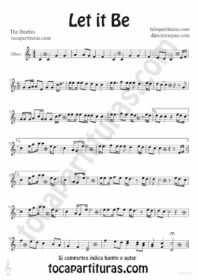 Tubepartitura Let it Be de The Beatles partitura para Oboe canción del famoso grupo de Liverpool