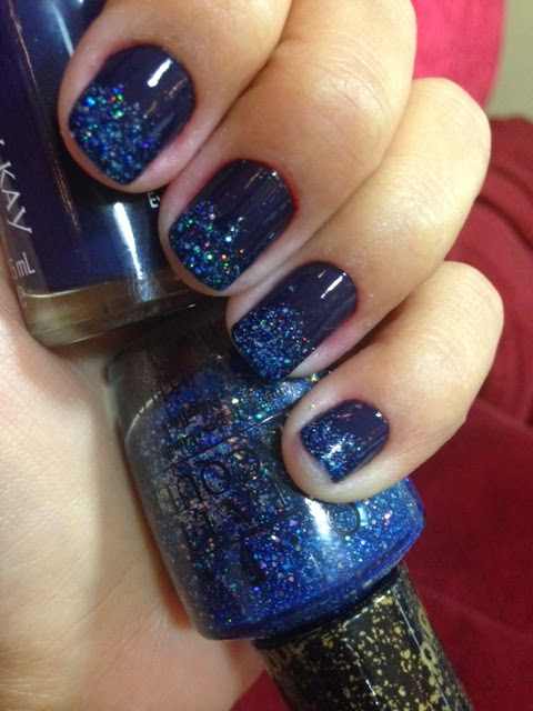 Esmalte Blue Knight Mary Kay + Glitter Get your Number OPI