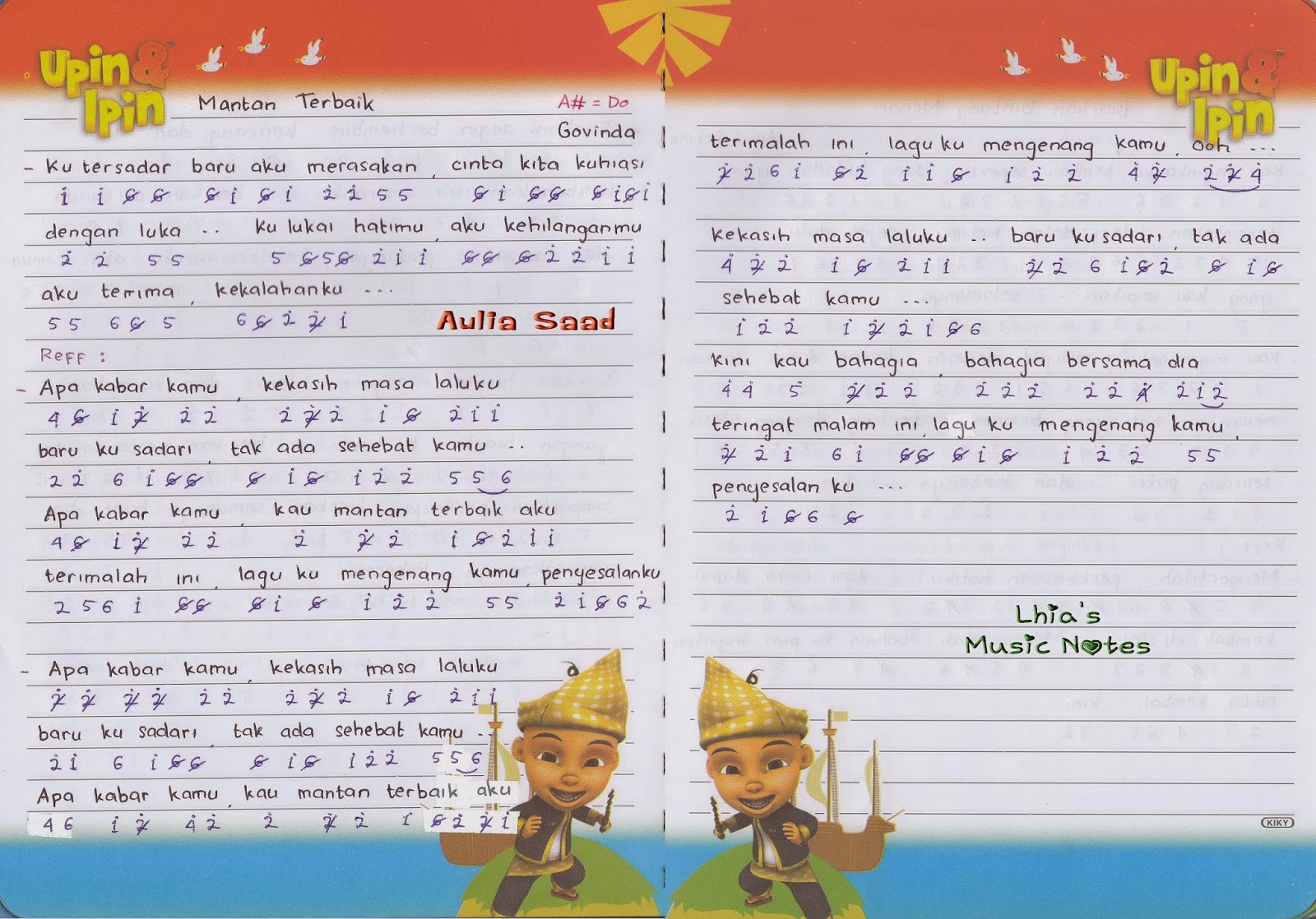 Not Angka Lagu Govinda Mantan Terbaik Lhia S Music Notes