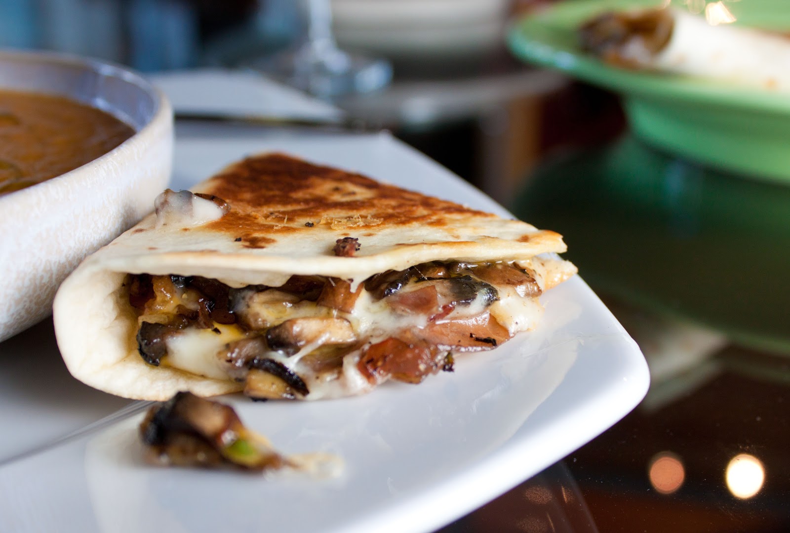 Fat and Happy Blog Portabella and Proscuitto Quesadilla with Red