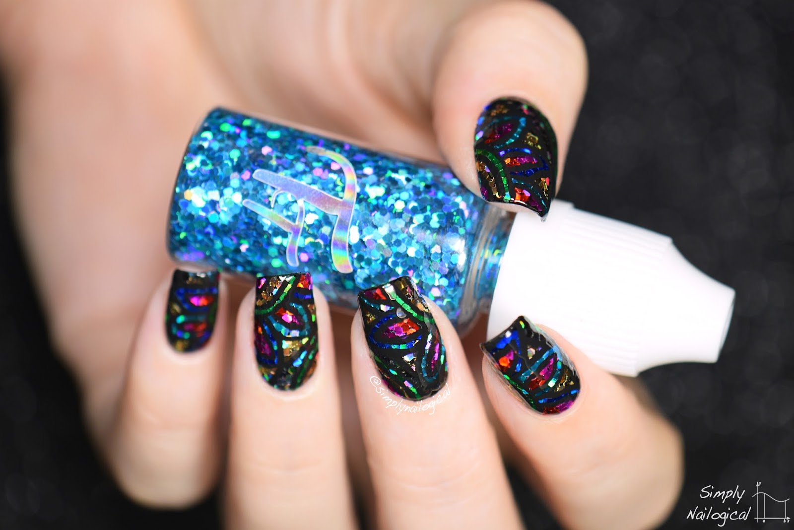 Simply Nailogical Stained glass glitter placement + easy removal!