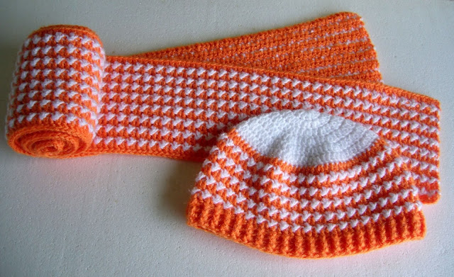 crocheted hat scarf