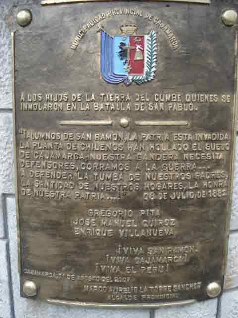 PLACA RECORDATORIA A NUESTROS HÉROES SANRAMONINOS