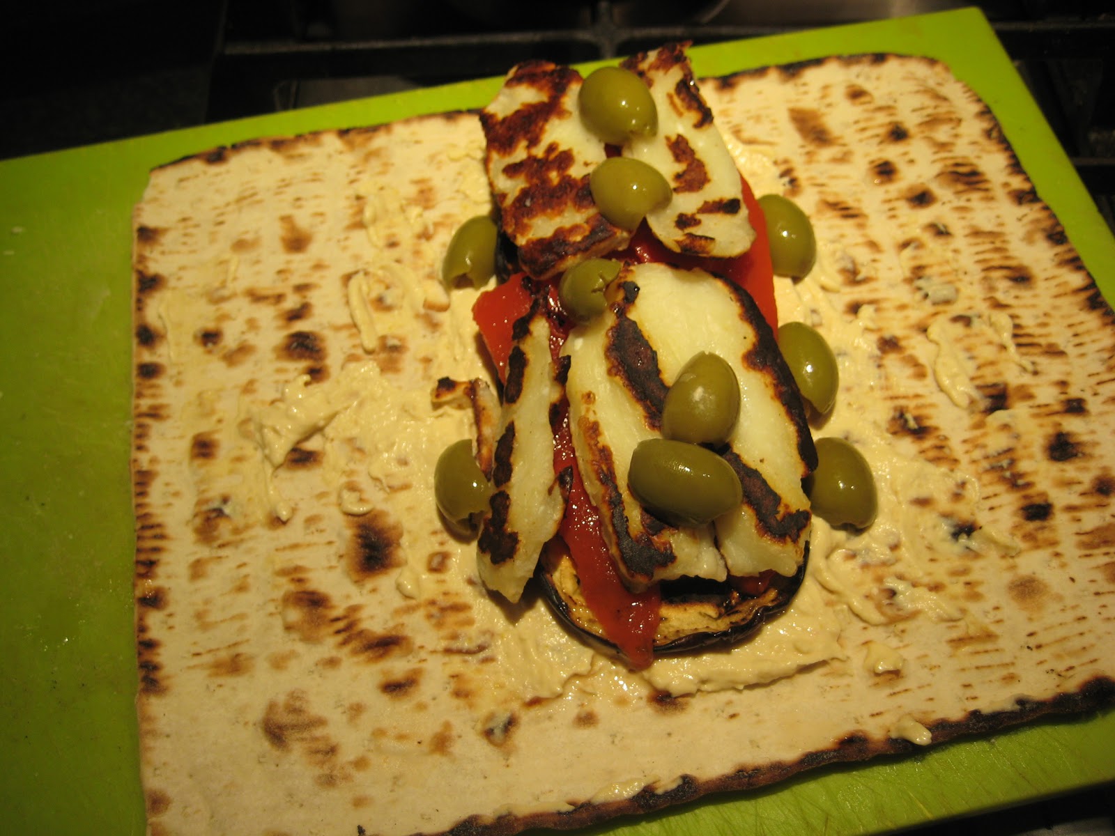 Lemon and Cheese Hummus, Red Pepper and Halloumi Wrap