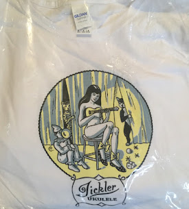 Amy Crehore's 3-color silk screened Tickler Ukulele T-shirt