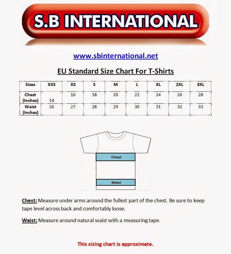 International Size Chart Shirt