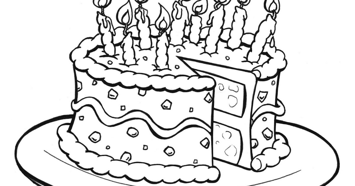 MG Children's Book Illustrations: Birthday cake Line Drawing