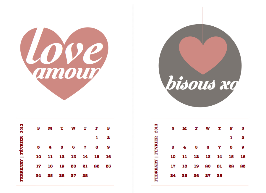 La Mémoire Vive: Printable Calendar: February | Février 2013