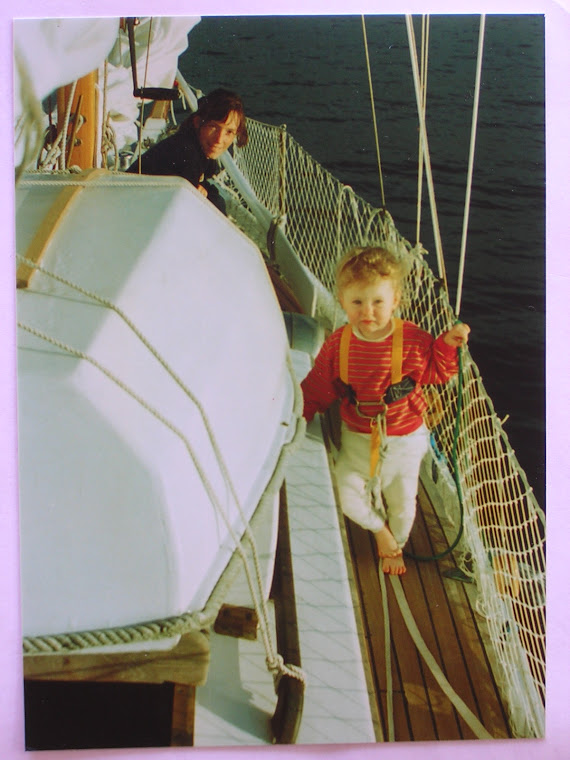 Rheannon wore a harness attached to a jack line rather than a life vest as we sailed.