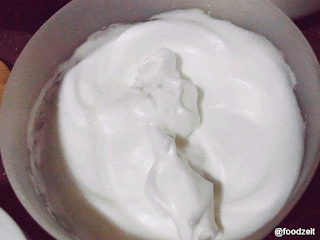 Egg white and powder sugar whisked until firm