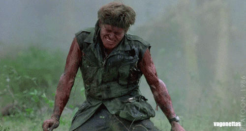 Image result for willem dafoe being shot in platoon gif