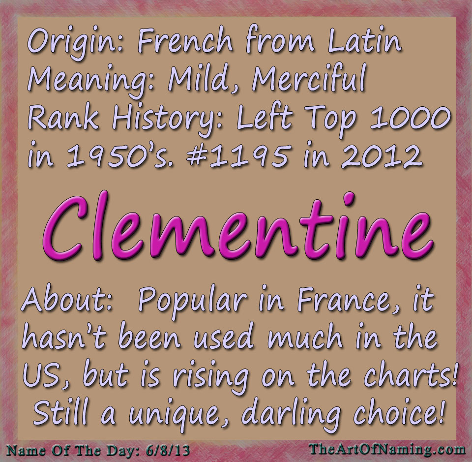The Art of Naming: Name of the Day: Clementine