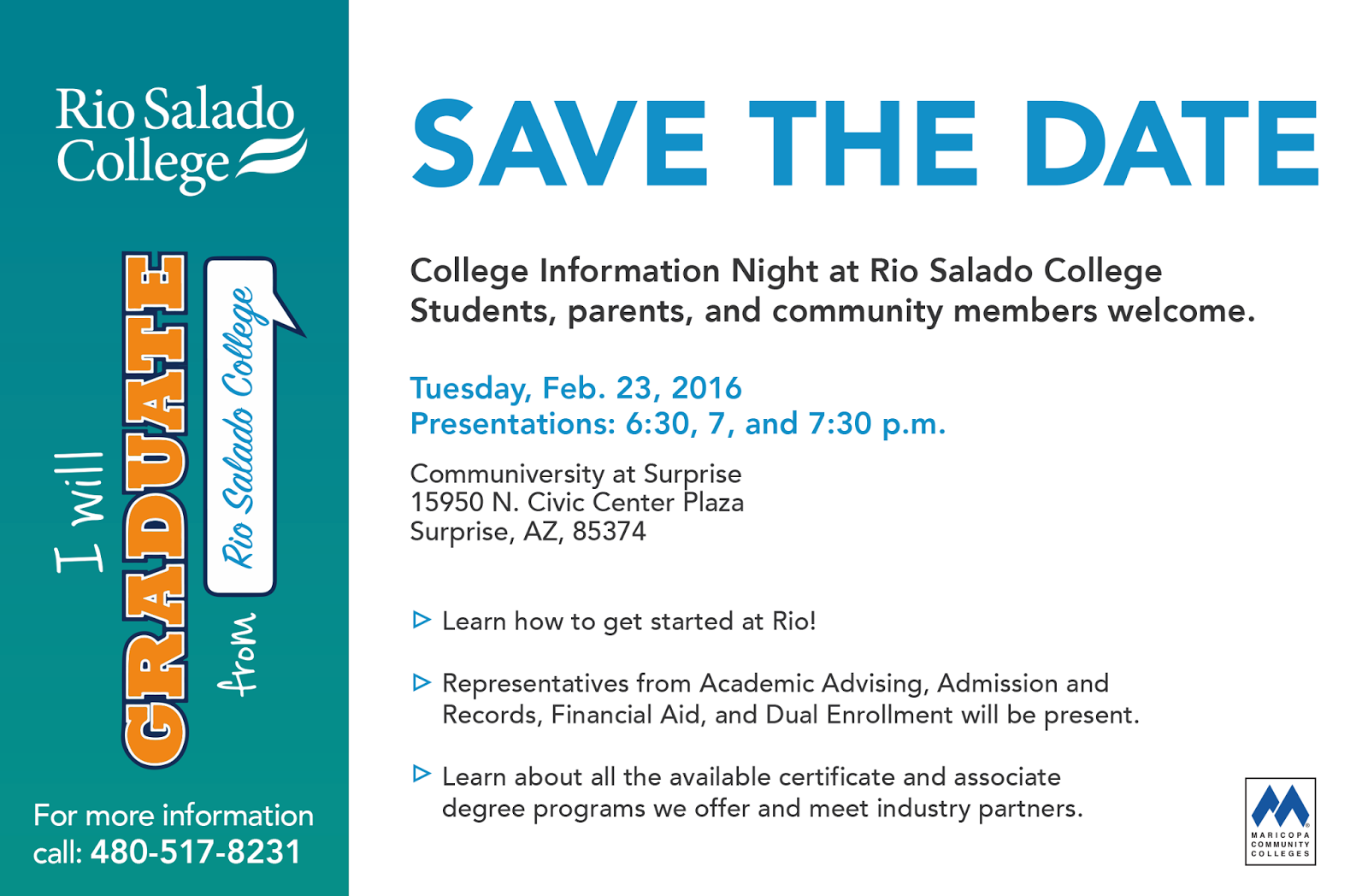 Join Rio Salado for a. College Information Night. 