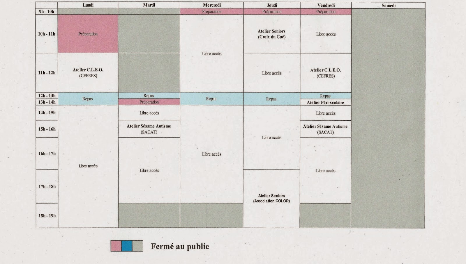 semaine du 05 au 09 janvier 2015