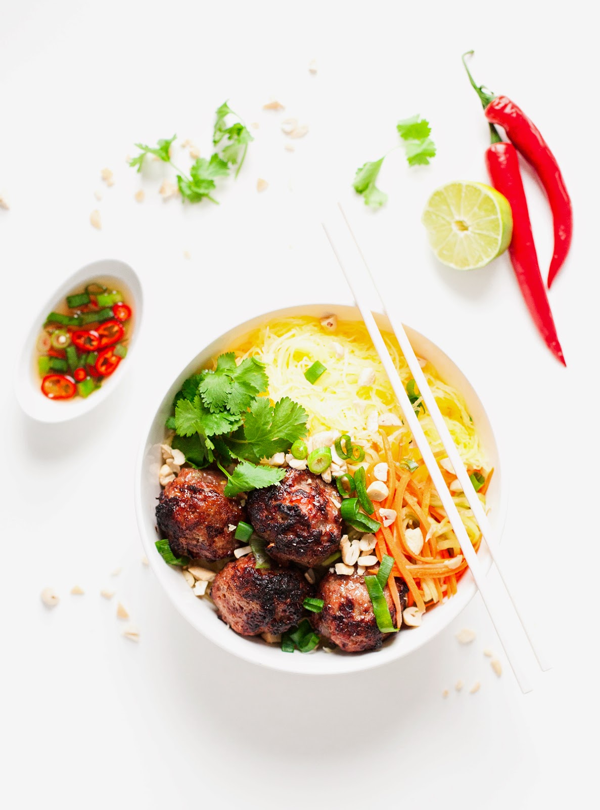 Vietnamese Caramelized Pork Meatball "Vermicelli" Bowls | acalculatedwhisk.com