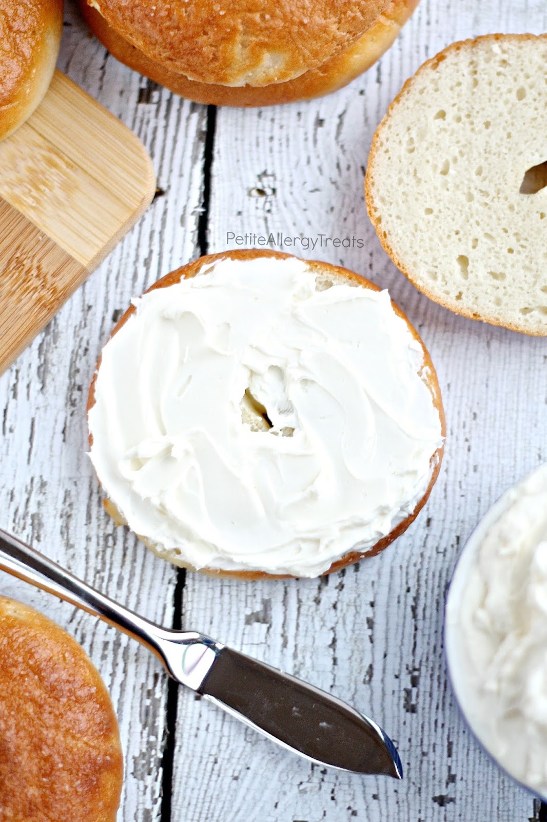 Gluten Free Egg Free Bagels- Chewy and dense, you'll never know these bagels are gluten free and egg free. PetiteAllergyTreats