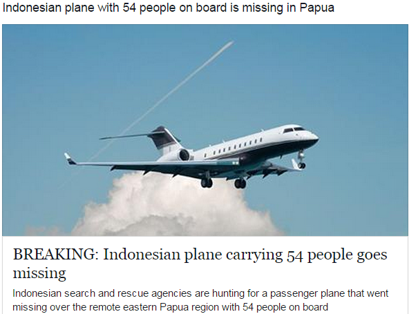 Breaking News:Indonesian Plane Carrying 54 Goes Missing
