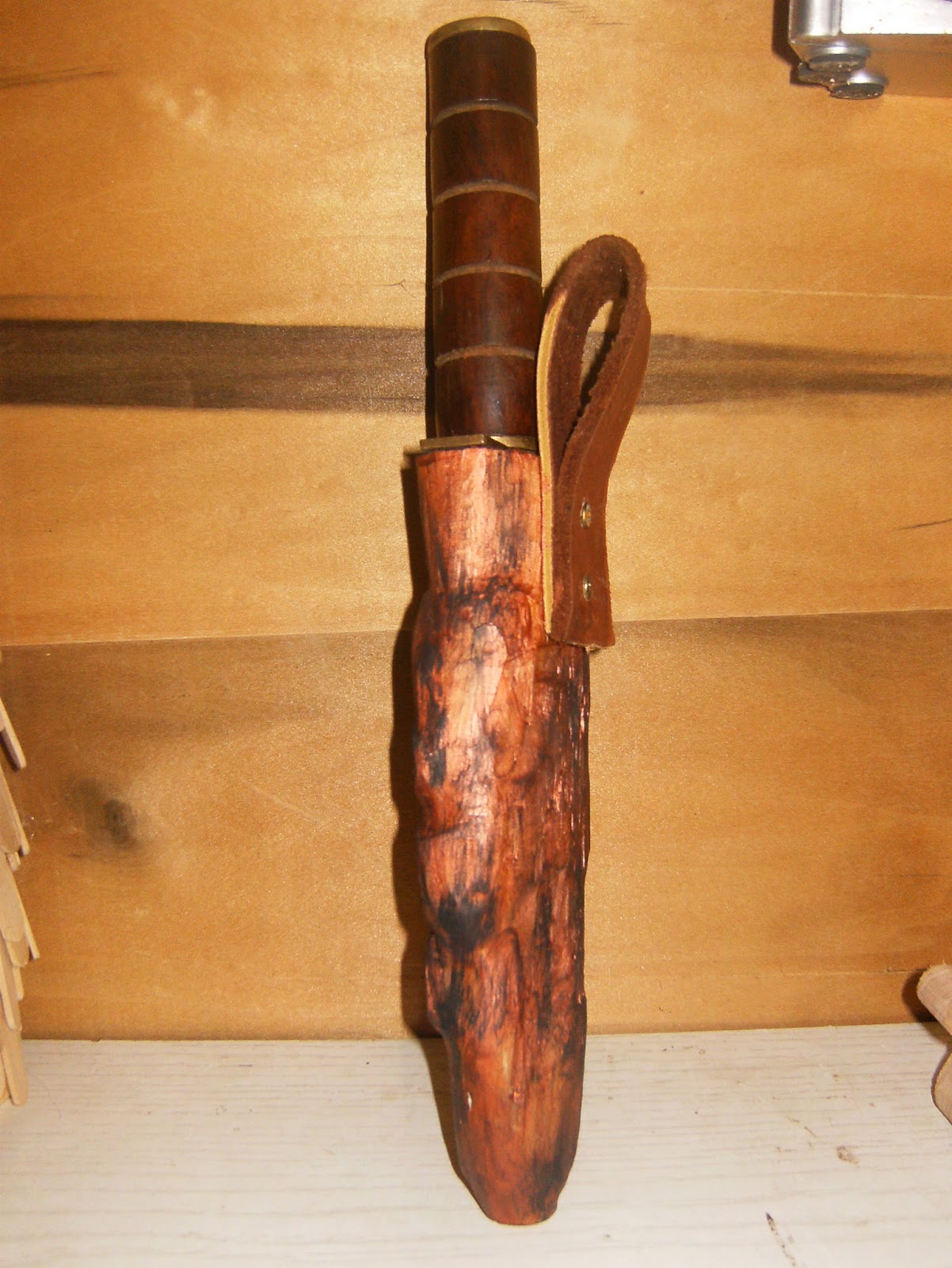Inside The Inner Halls of Patrick's Mind Hand carved wooden knife sheath