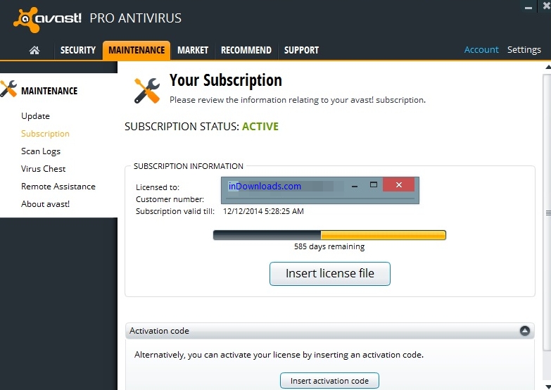 Avast pro antivirus licensed till 3142050