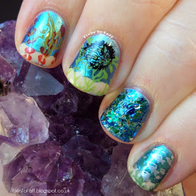 Sea Creatures themed nail art for the Avast Ye Bilge Rats Pirate Nail Art challenge.