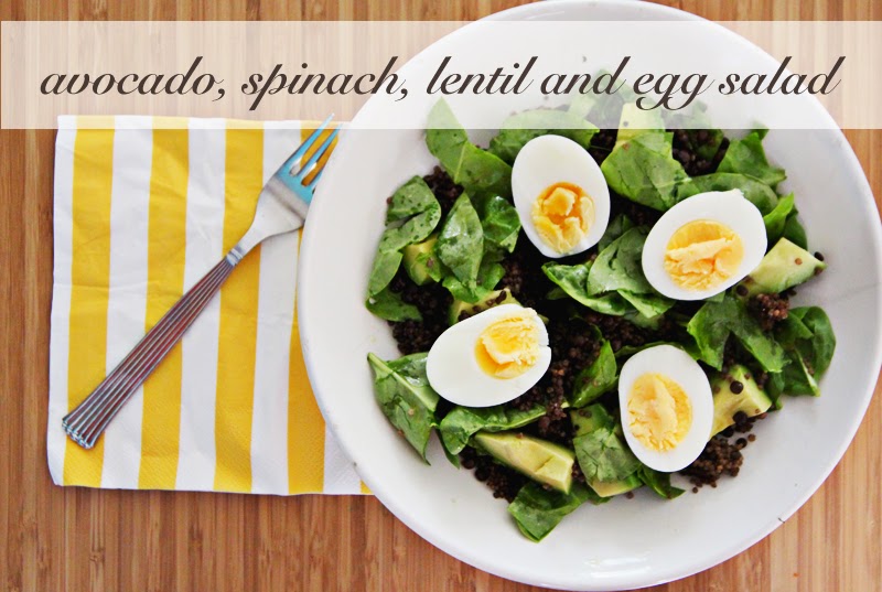 Tigerlilly Quinn Avocado, spinach, lentil and egg salad