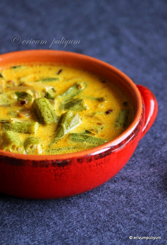 Erivum Puliyum Vendakka Paal Curry OkraCoconut milk Curry(Step wise
