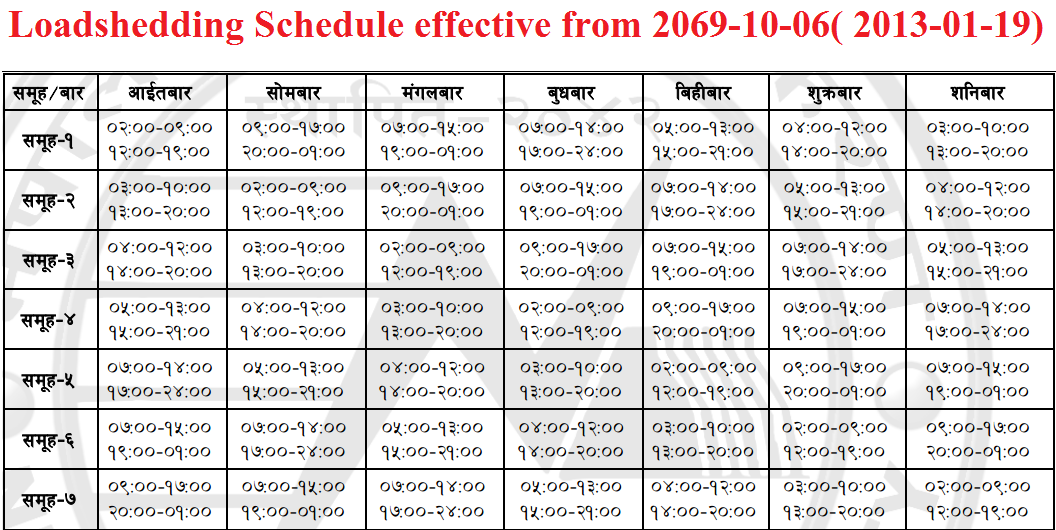 Lead shedding Schedule in Nepal 2013120 update Nepali Beautiful