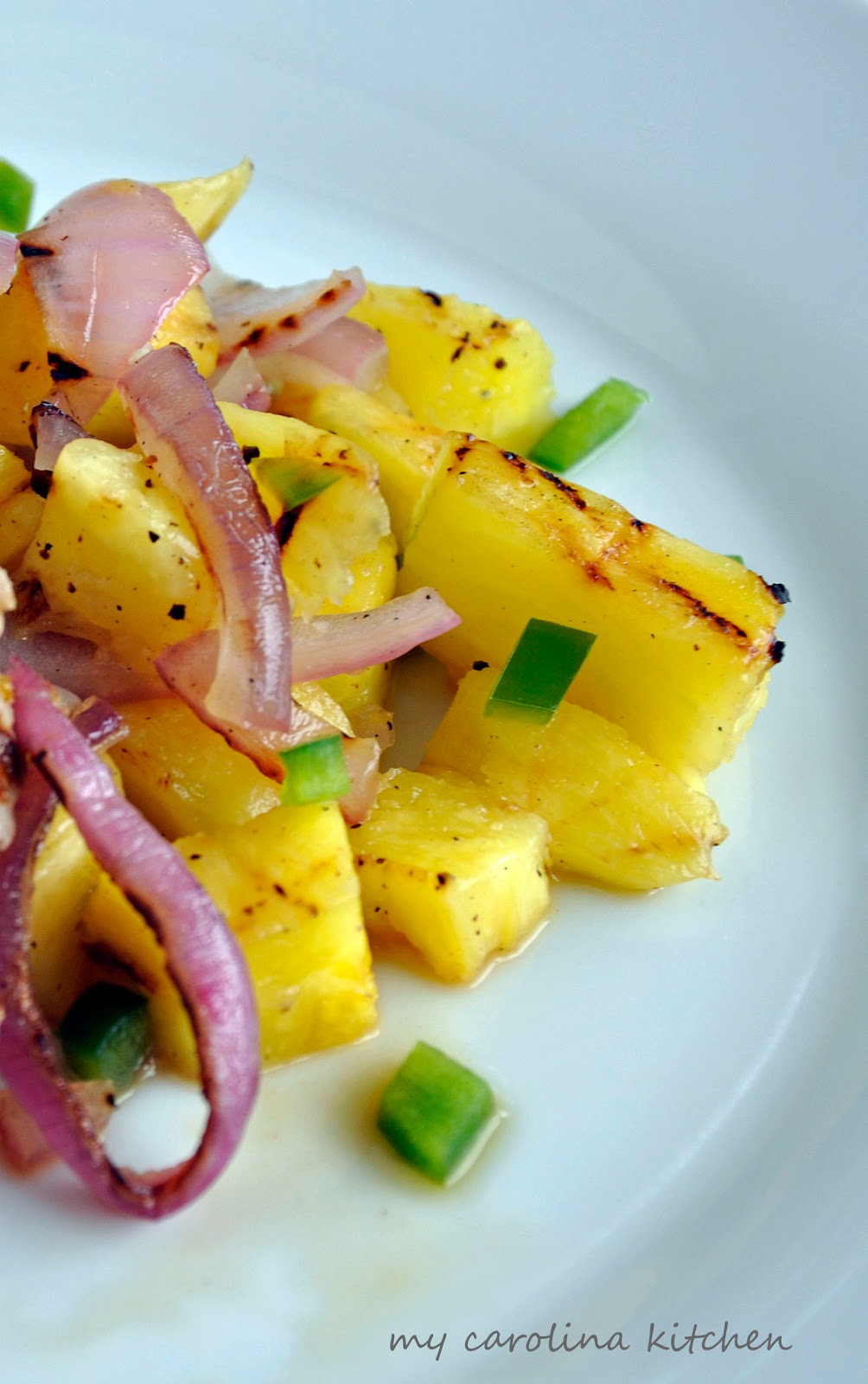 My Carolina Kitchen Spicy Grilled Pineapple and Red Onion Salsa