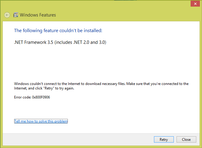 Fixes Windows 8 features download errors