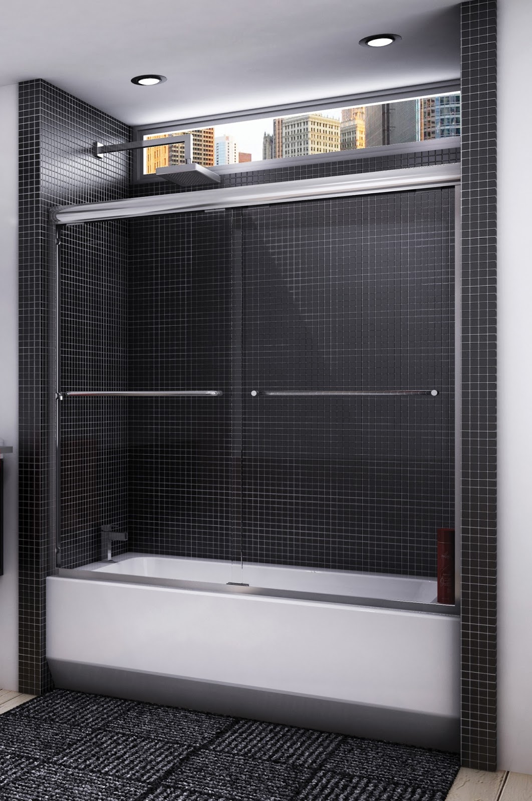 2 PANEL TUB ENCLOSURE SEMI FRAMELESS Cheap Shower Doors New York