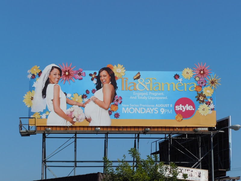 Tia and Tamera TV billboard