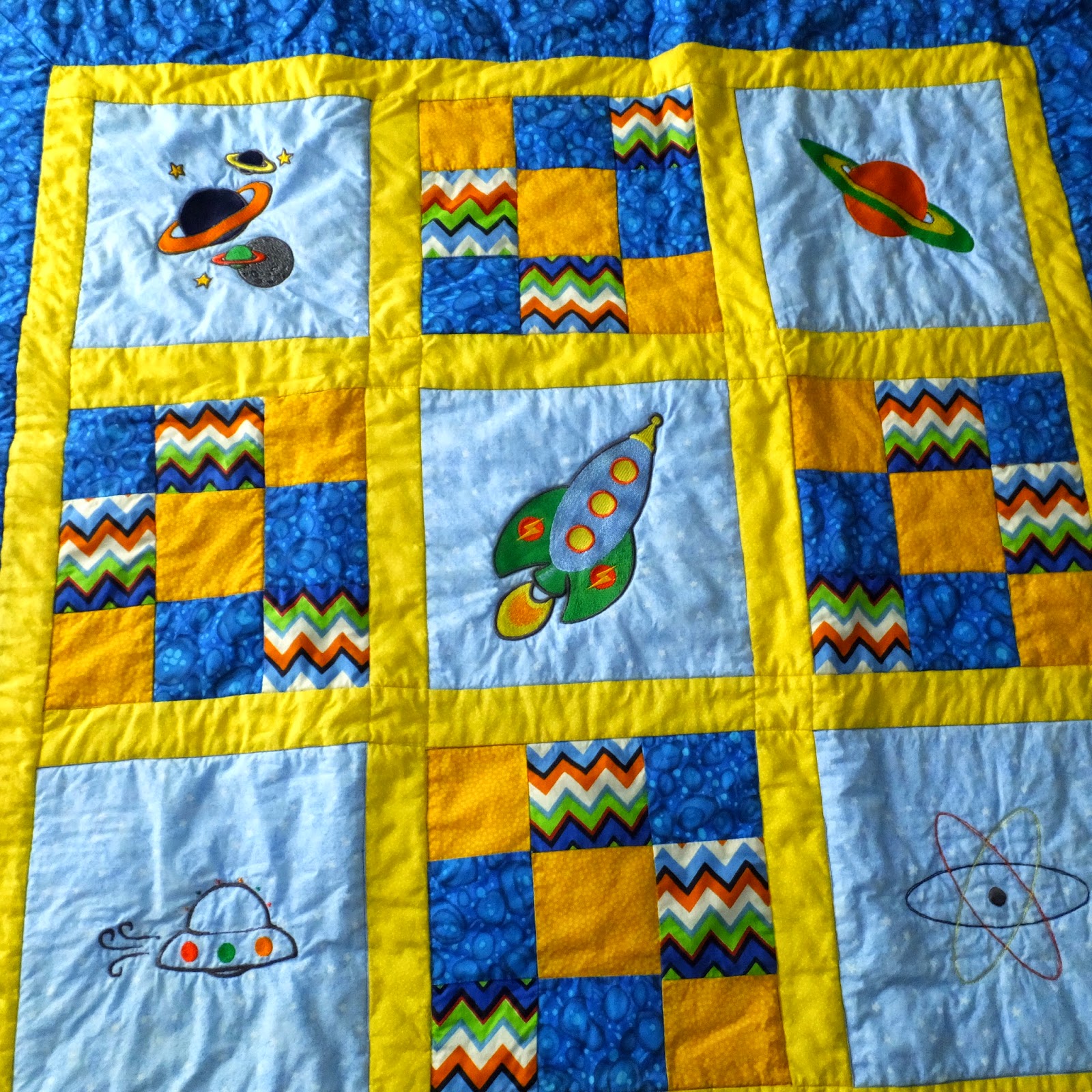 Duckwells Handmade Baby Boy Quilt Space Theme