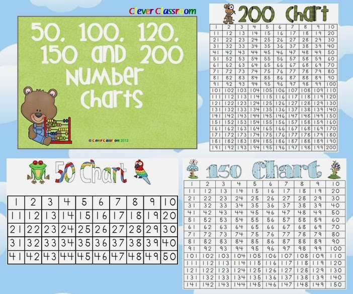 Number Charts 50 100 150 200