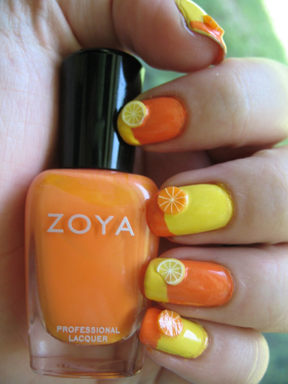 Nail Art: Lemons Nail Designs With Orange and Yellow Colors