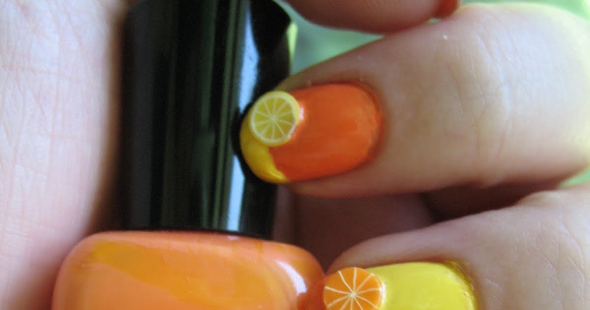 Nail Art Lemons Nail Designs With Orange and Yellow Colors